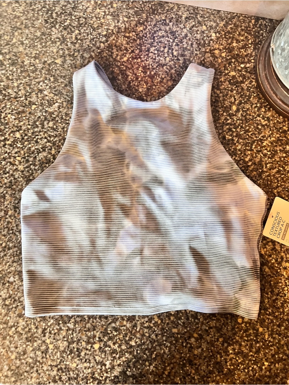Athleta Women’s Conscious Textured Crop Tank Top Bra- tie dye XS A-C cup